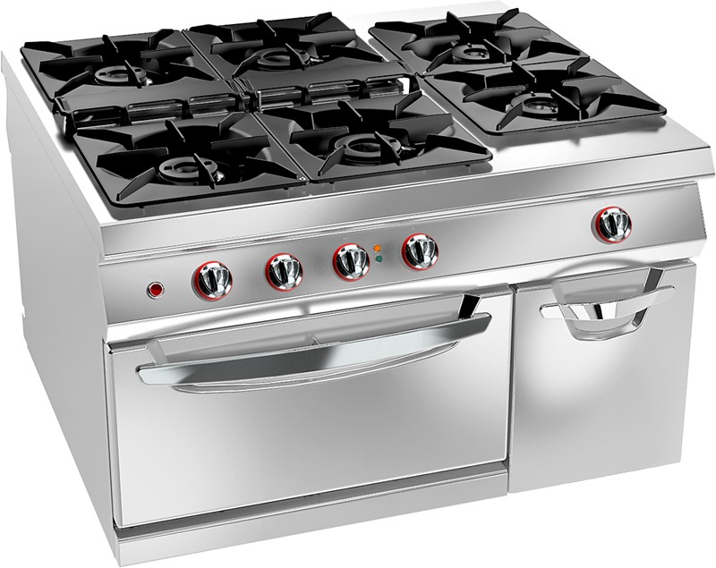 6 burner gas range with electric static oven and cabinet - 12wfa6e