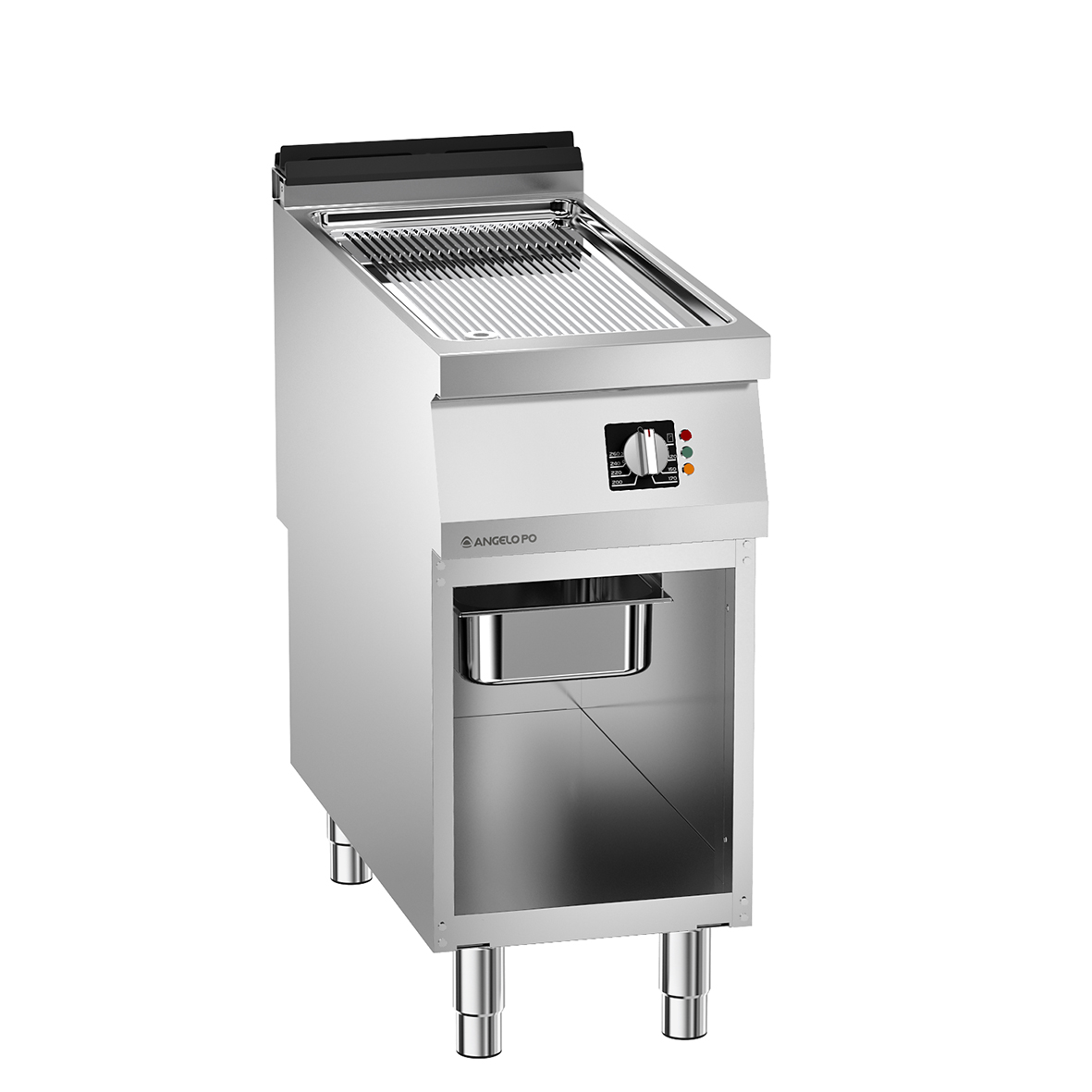 FRY-TOP ELÉCTRICO PLANCHA CROMADA RANURADA SOBRE VANO