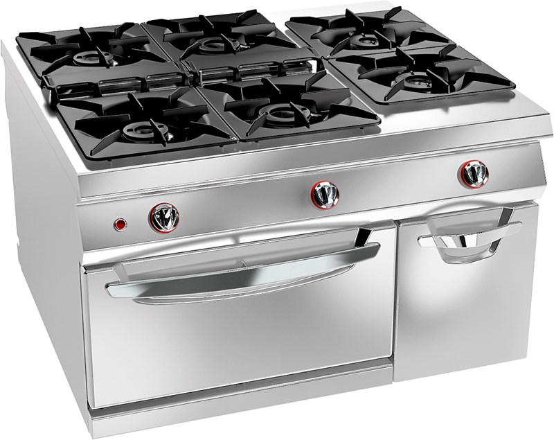 6 BURNER GAS RANGE WITH GAS STATIC OVEN AND CABINET