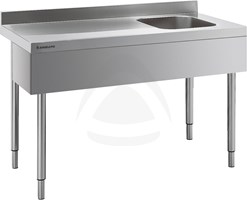 TABLE WITH REAR SPLASHBACK RIGHT BOWL 140 CM