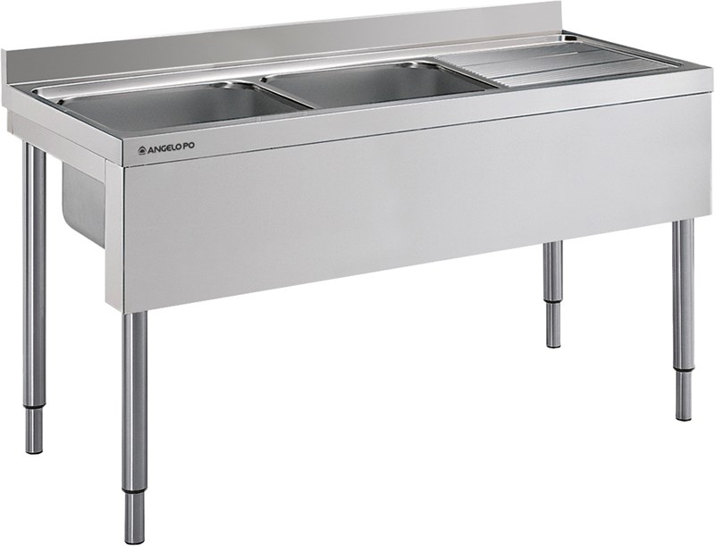OPEN SINK 2 BOWLS CM 40X50X25H RIGHT DRAINER