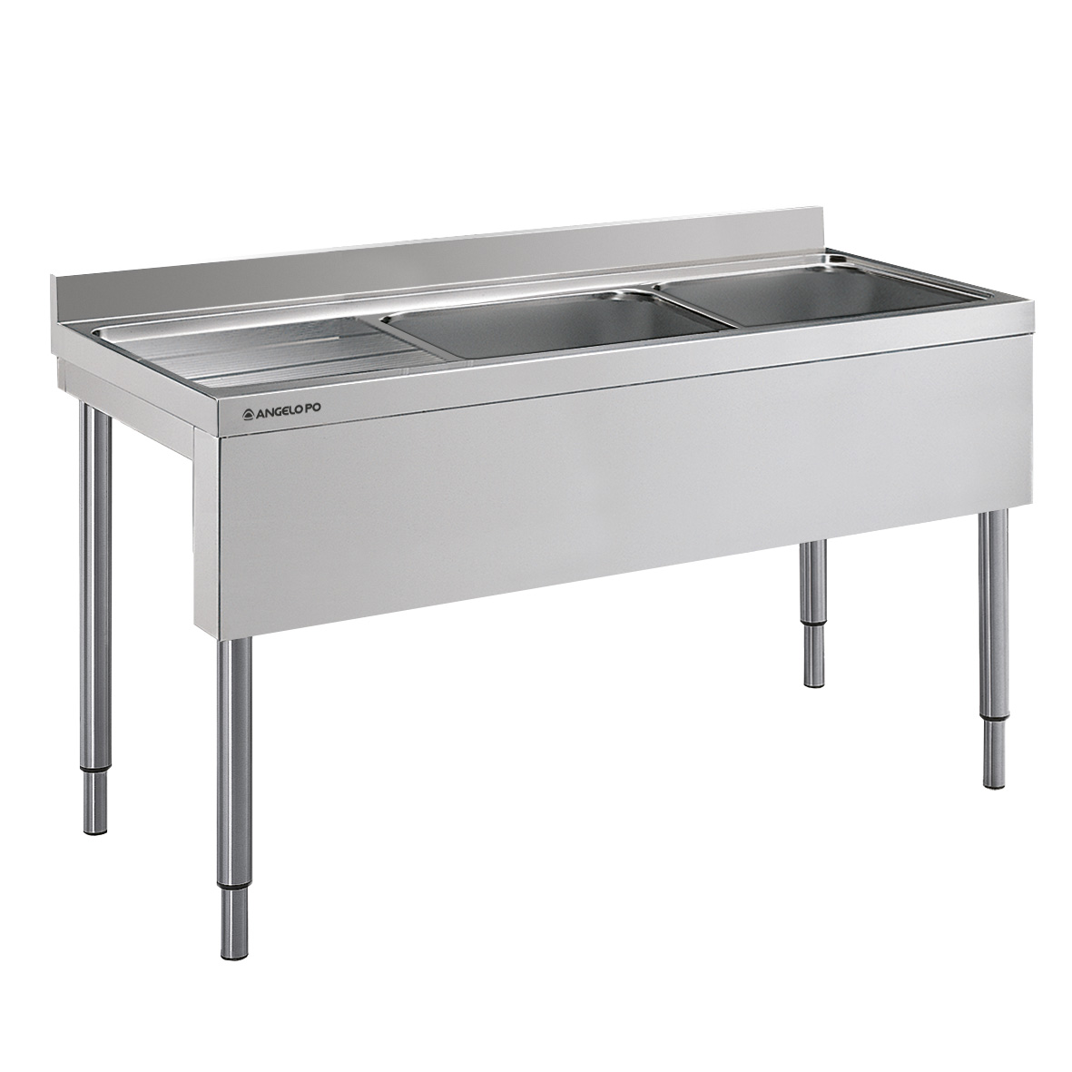 FREGADERO SOBRE PATAS 2 SENOS CM 40X50X25H ESCURRI