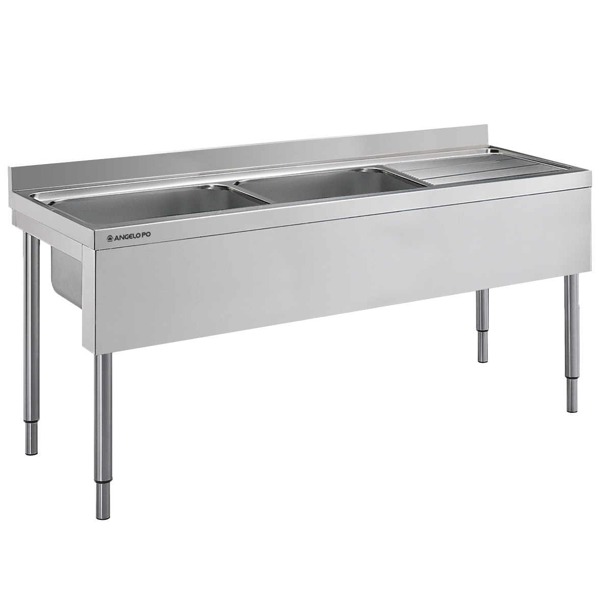 FREGADERO SOBRE PATAS 2 SENOS CM 60X50X30H ESCURRI