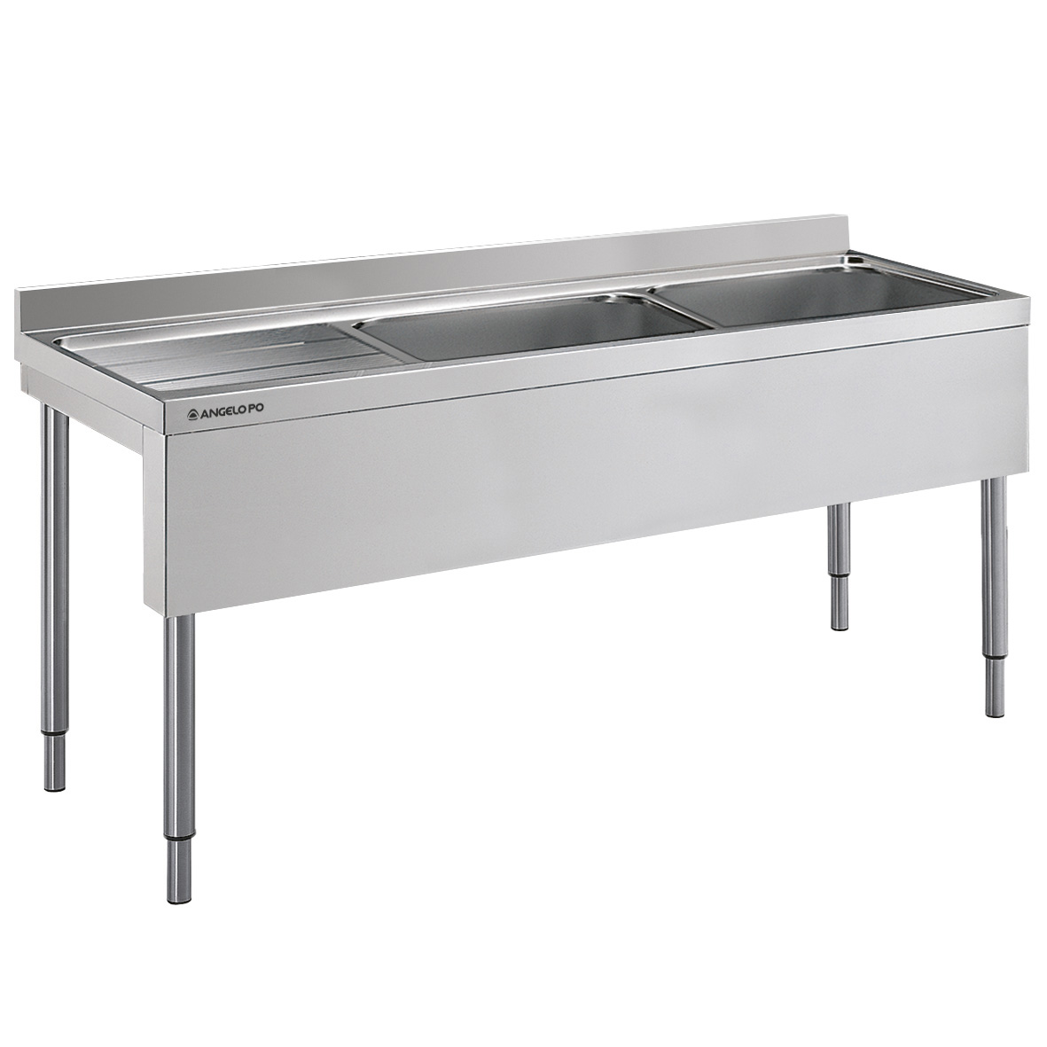 FREGADERO SOBRE PATAS 2 SENOS CM 60X50X30H ESCURRI