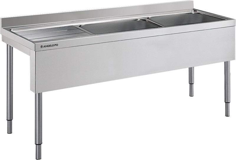 Fregadero sobre patas 2 senos cm 60x50x30h escurridor - 18l26s fregadero 2 senos escurridor