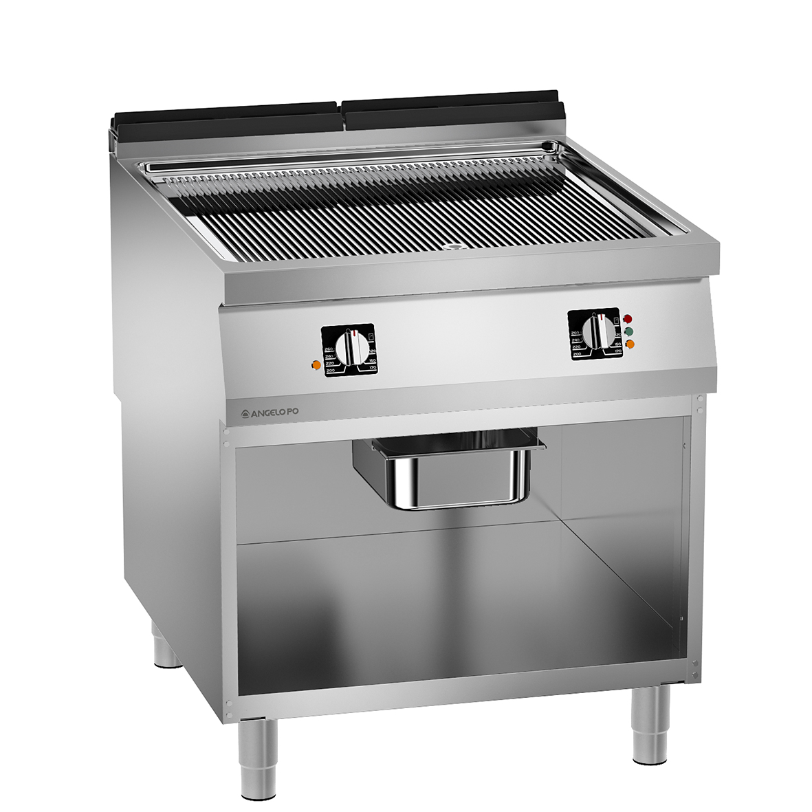 FRY-TOP ELÉCTRICO PLANCHA CROMADA RANURADA SOBRE VANO