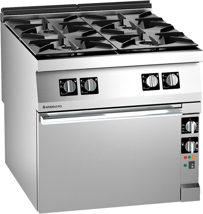 FOUR BURNER RANGE WITH ELECTRIC TWO FAN CONVECTION OVEN