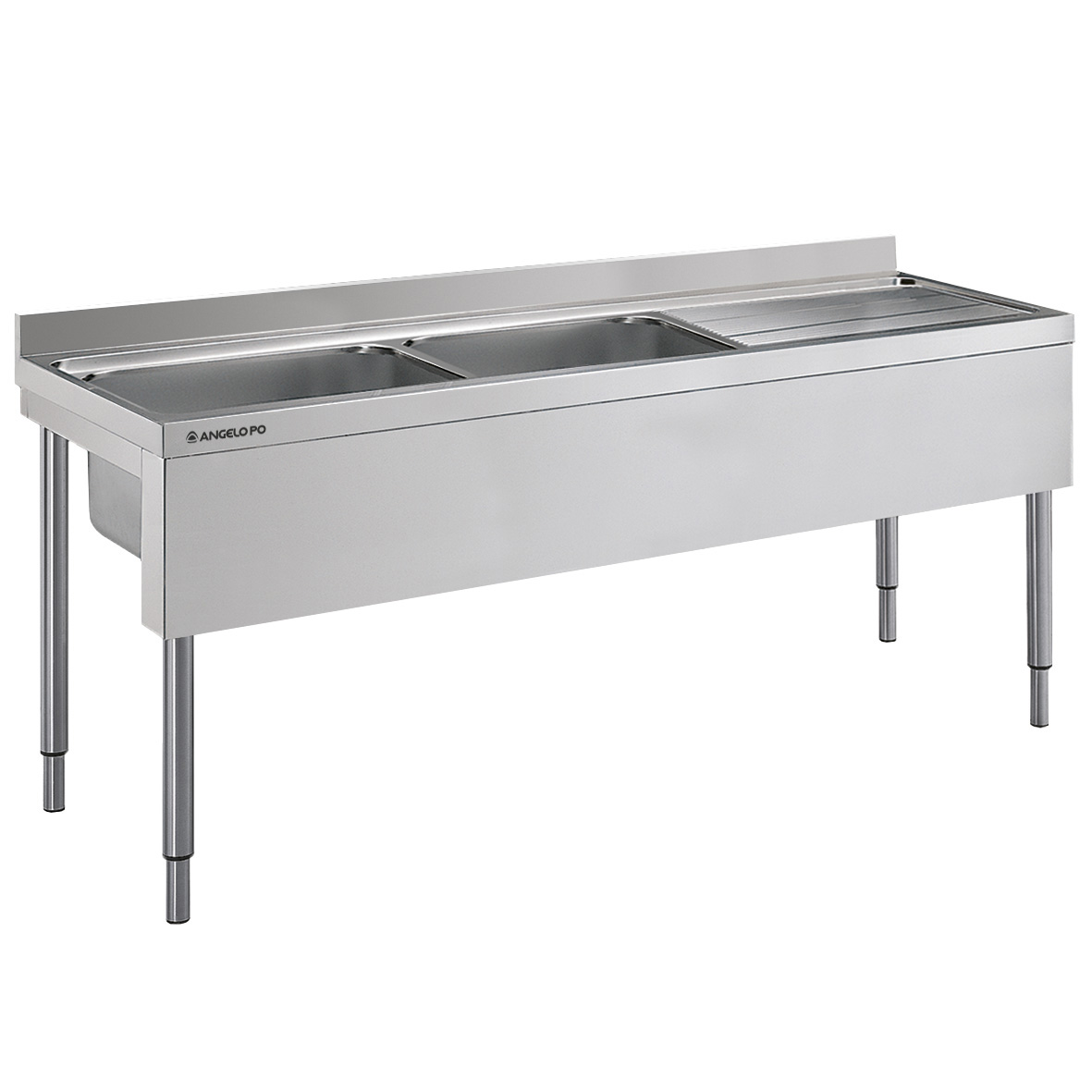 FREGADERO SOBRE PATAS 2 SENOS CM 60X50X30H ESCURRI