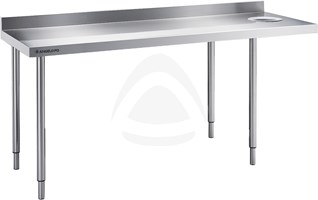 TABLE WITH REAR SPLASHBACK RIGHT SCRAP HOLE 200 CM