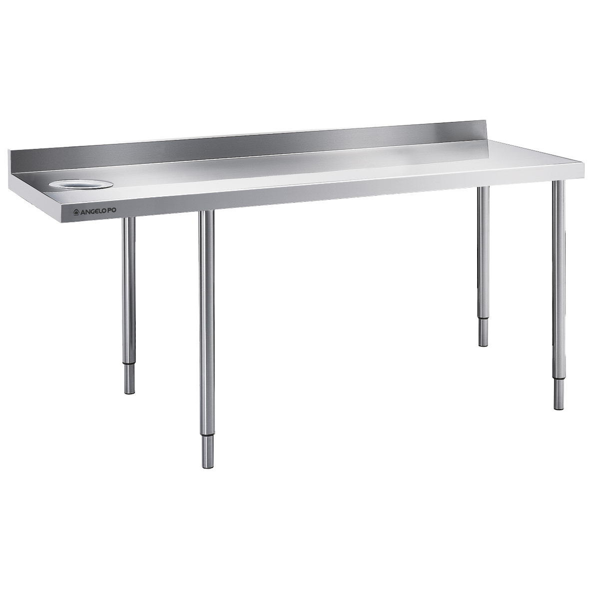TABLE WITH REAR SPLASHBACK LEFT SCRAP HOLE 200 CM