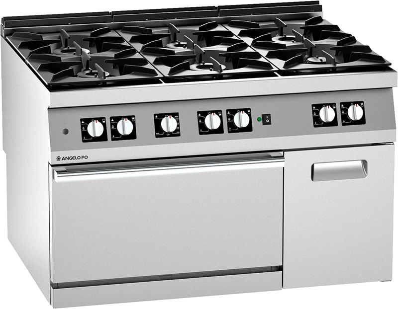 SIX BURNER GAS RANGE, TWO FAN CONVECTION GAS OVEN, CABINET