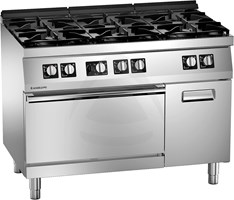 6 BURNER GAS RANGE WITH GAS STATIC OVEN AND CABINET