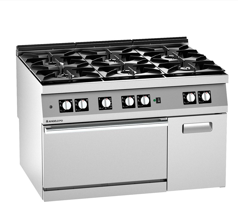SIX BURNER GAS RANGE, TWO FAN CONVECTION GAS OVEN, CABINET