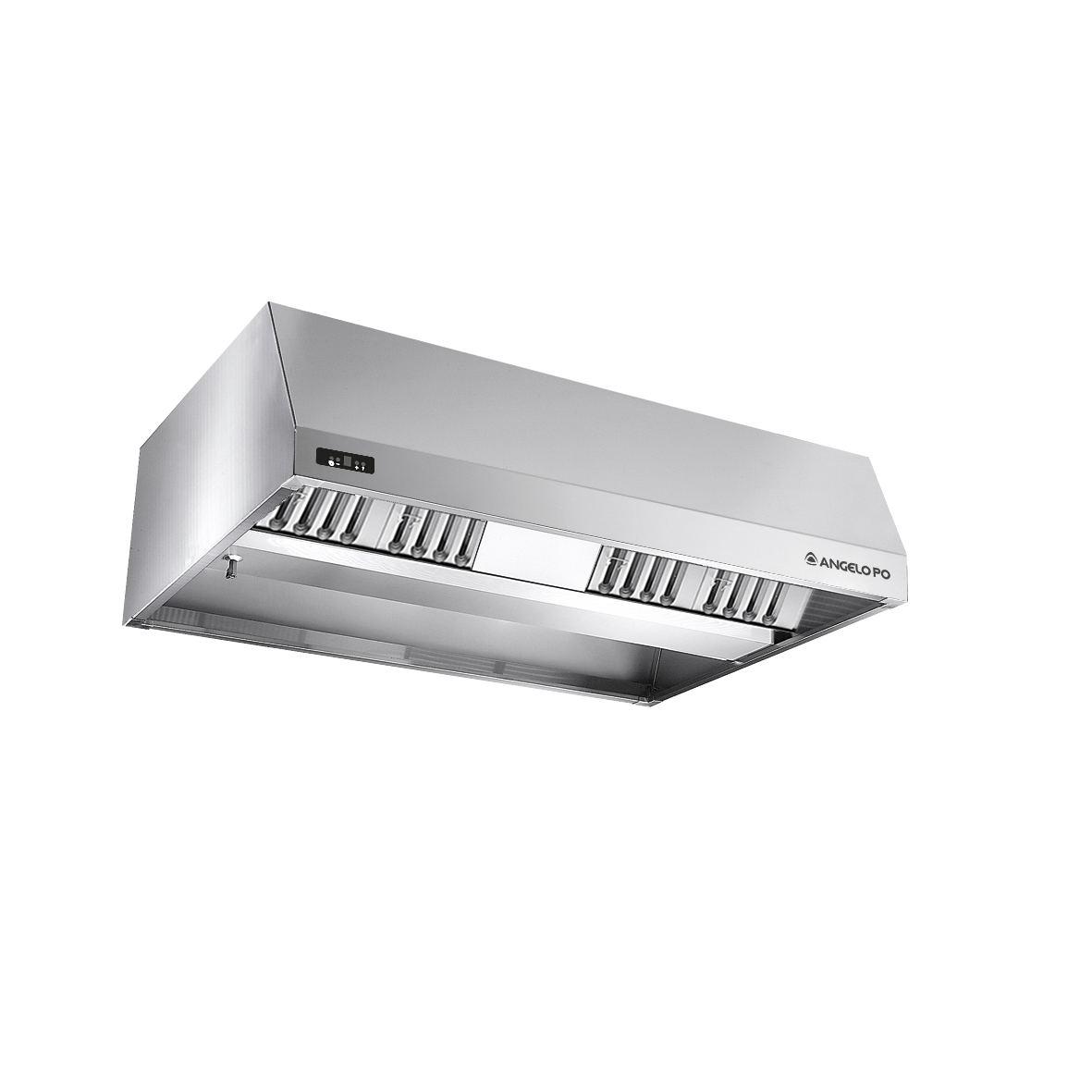 AUTO ASPIRING CENTRAL HOOD WITH LABYRINTH FILTER AND GABLED OUTLINE