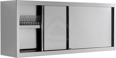 HANGING PLATE-DRAINER WALL CABINET WITH SLIDING DOORS 100 CM