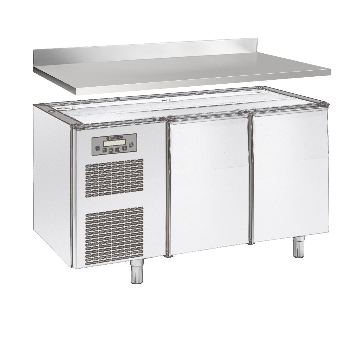 PLANO CON PETO POSTERIOR 4 CM H, PARA MESA REFRIGE