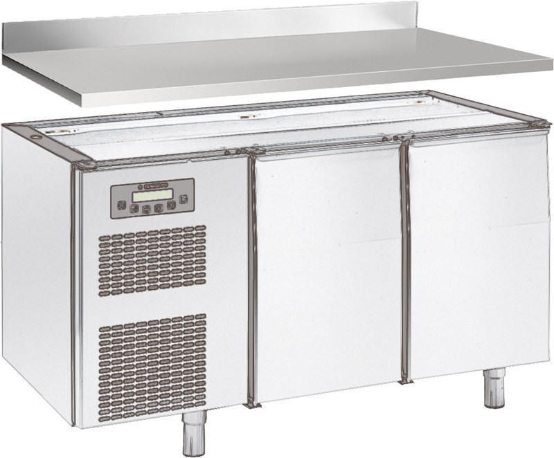 ONE-SIDED TOP 4 CM H WITH REAR SPLASHBACK, FOR REFRIGERATED COUNTER 140 cm