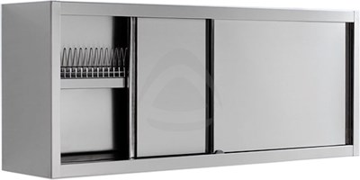 HANGING PLATE-DRAINER WALL CABINET WITH SLIDING DOORS 140 CM
