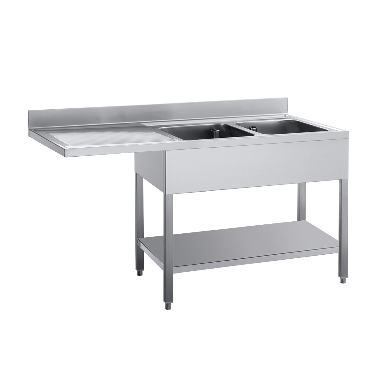 FREGADERO SOBRE PATAS 2 SENOS CM 40X50X30H ESCURRI