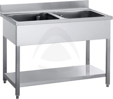 sink for pans 2 bowls with undershelf 160 cm