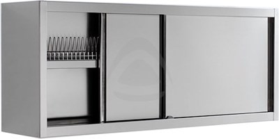 HANGING PLATE-DRAINER WALL CABINET WITH SLIDING DOORS 160 CM