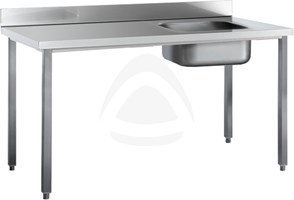 TABLE WITH REAR SPLASHBACK RIGHT BOWL 160 CM