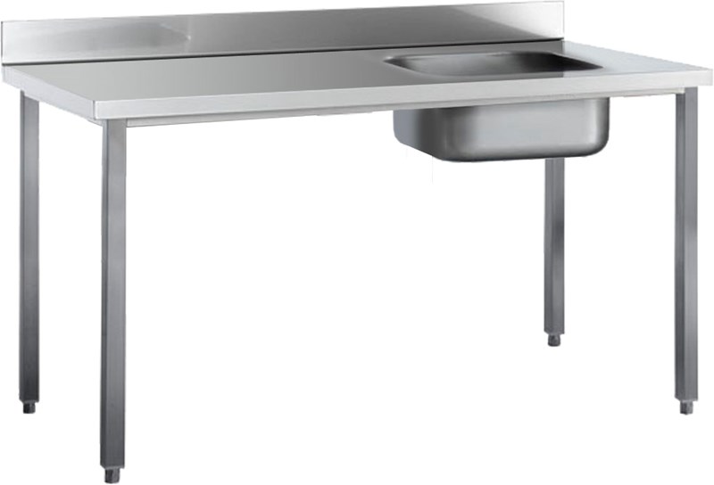 TABLE WITH REAR SPLASHBACK RIGHT BOWL 160 CM