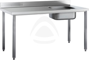 TABLE WITH REAR SPLASHBACK RIGHT BOWL 180 CM