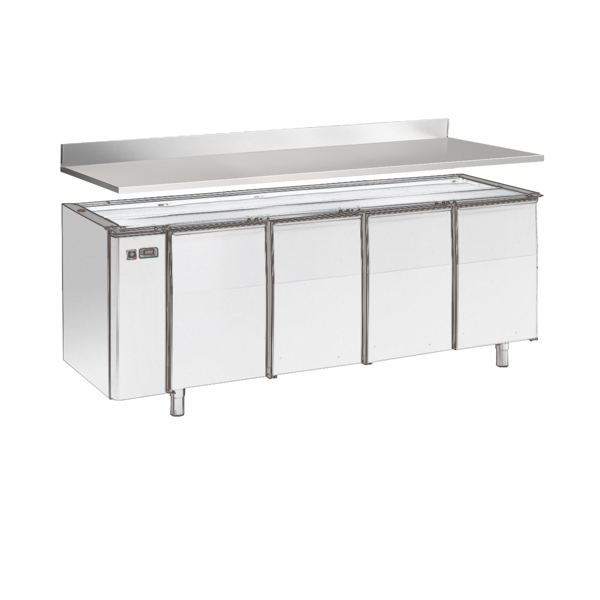 ONE-SIDED TOP 4 CM H WITH REAR SPLASHBACK, FOR REF