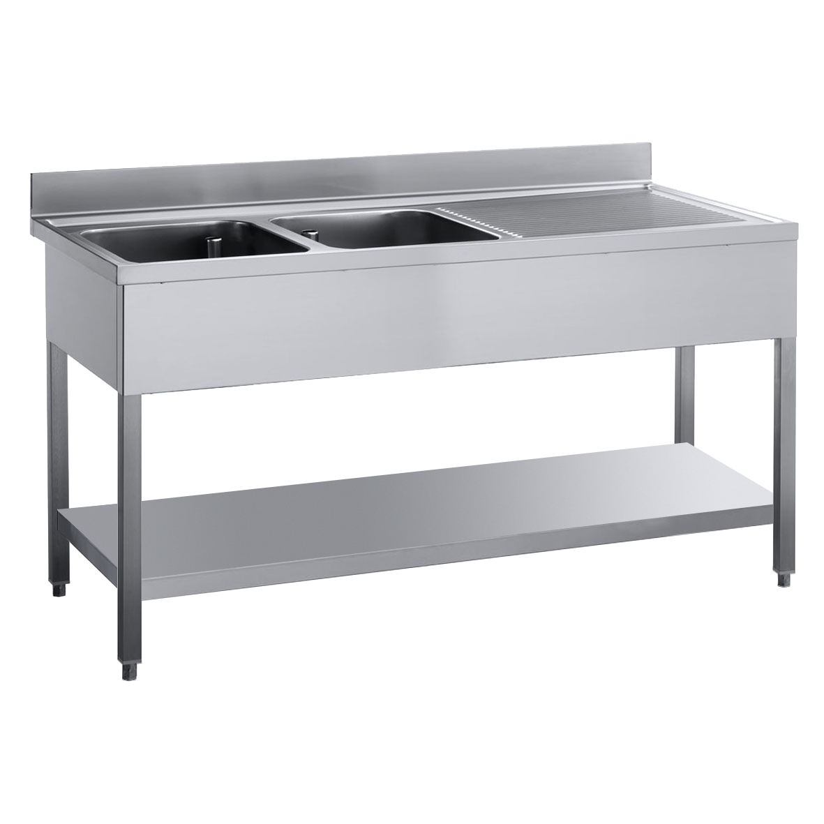 OPEN SINK 2 BOWLS CM 60X50X30H RIGHT DRAINER