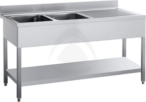 OPEN SINK 2 BOWLS CM 60X50X30H RIGHT DRAINER