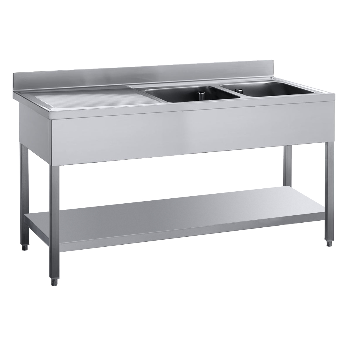 FREGADERO SOBRE PATAS 2 SENOS CM 60X50X30H ESCURRI