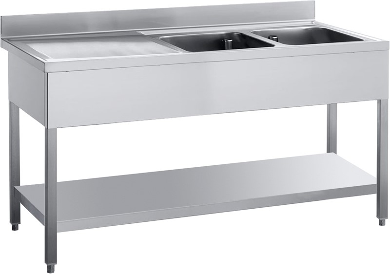 Fregadero sobre patas 2 senos cm 60x50x30h escurridor - e20l265s fregadero 2 senos escurridor