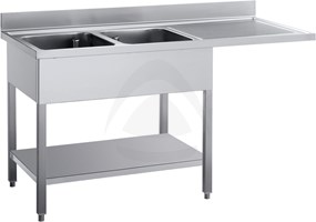 OPEN SINK 2 BOWLS CM 60X50X30H RIGHT DRAINER