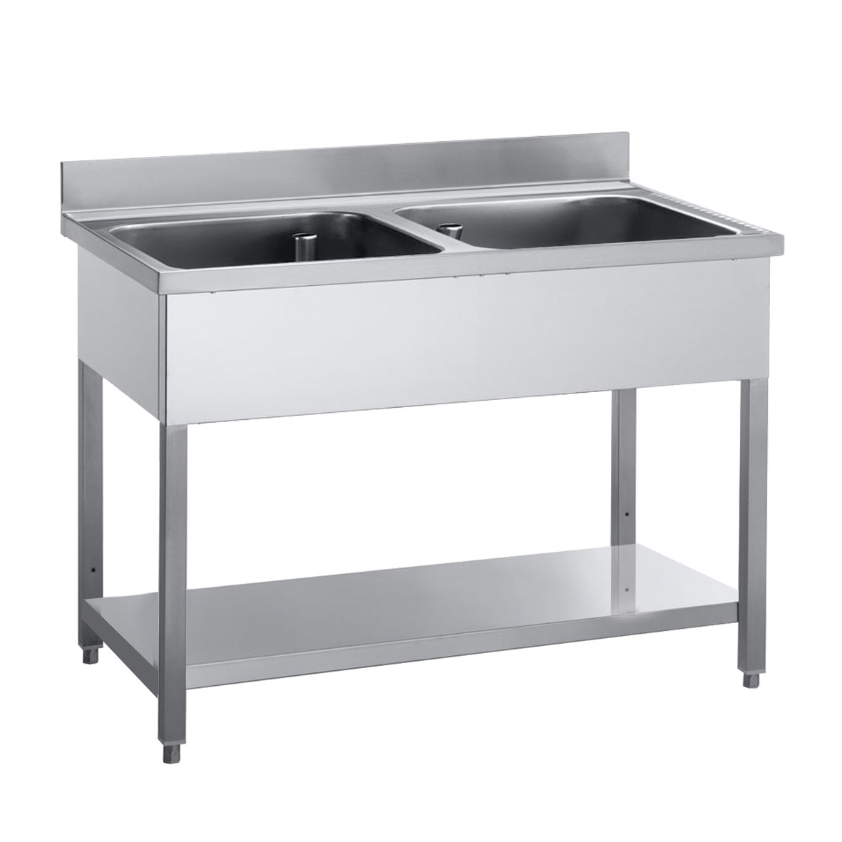 sink for pans 2 bowls with undershelf 200 cm