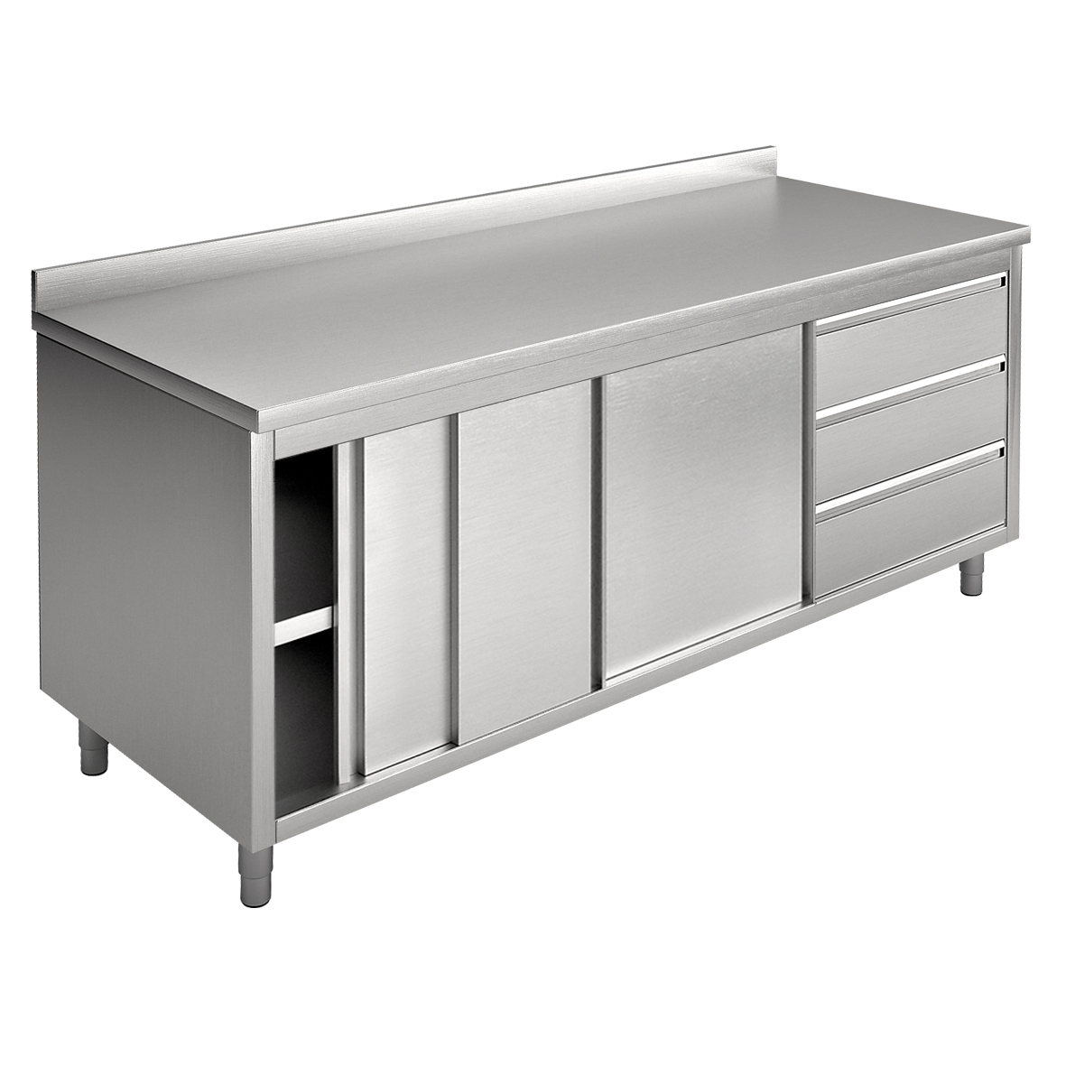 CUPBOARD WITH SLIDING DOORS AND DRAWERS, REAR SPLA