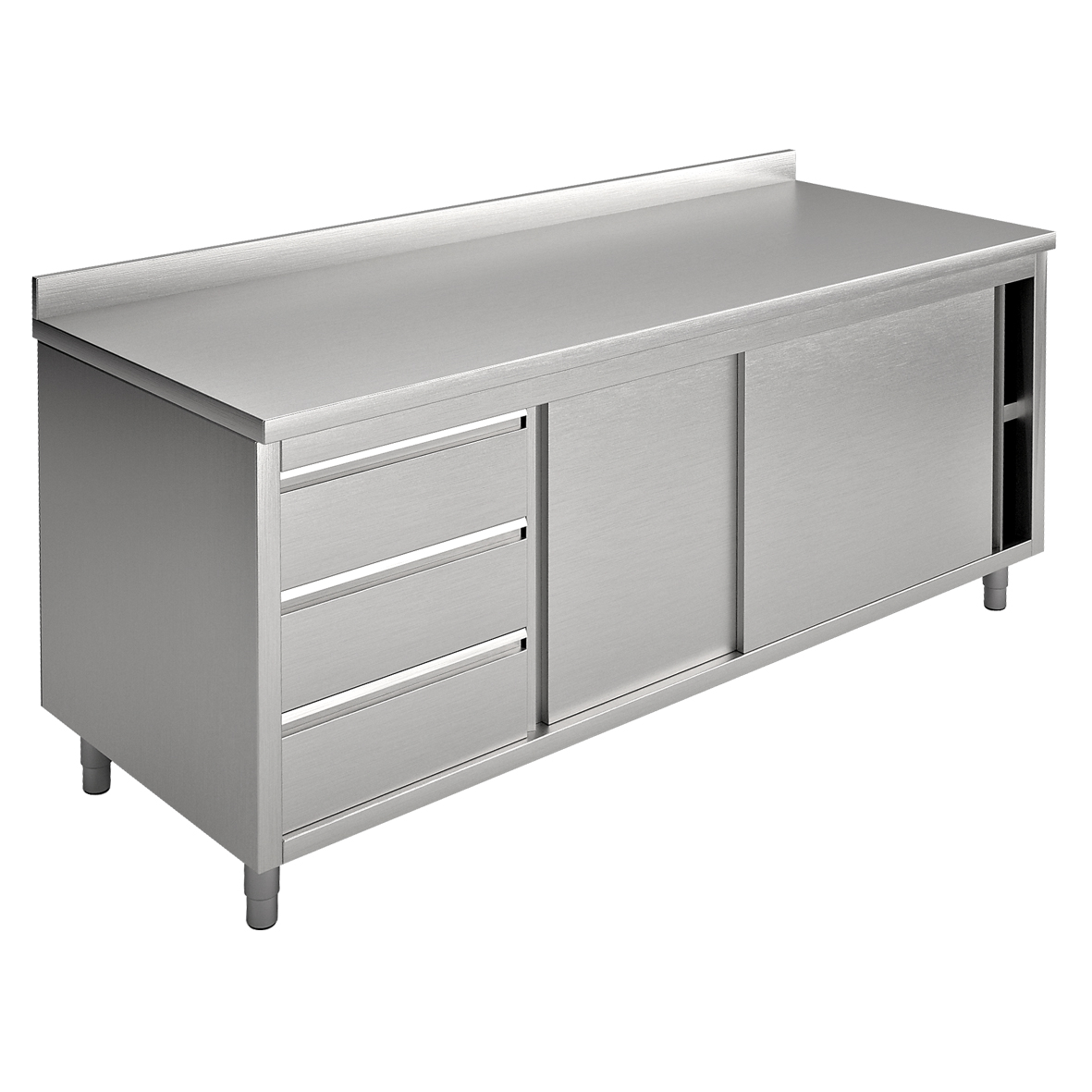 CUPBOARD WITH SLIDING DOORS AND DRAWERS, REAR SPLA