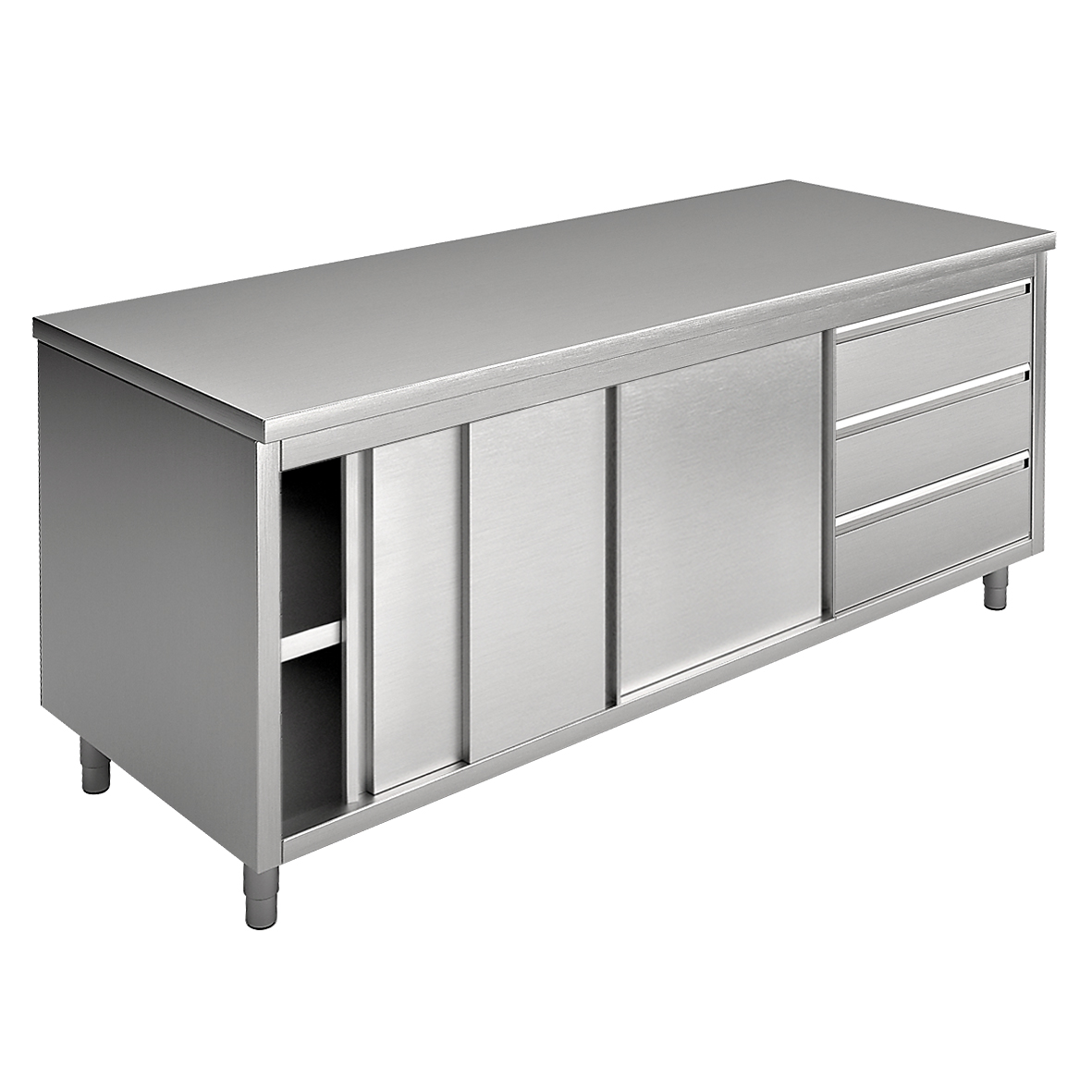 ARMARIO CON PUERTAS CORREDERAS Y CAJONES, ENCIMERA