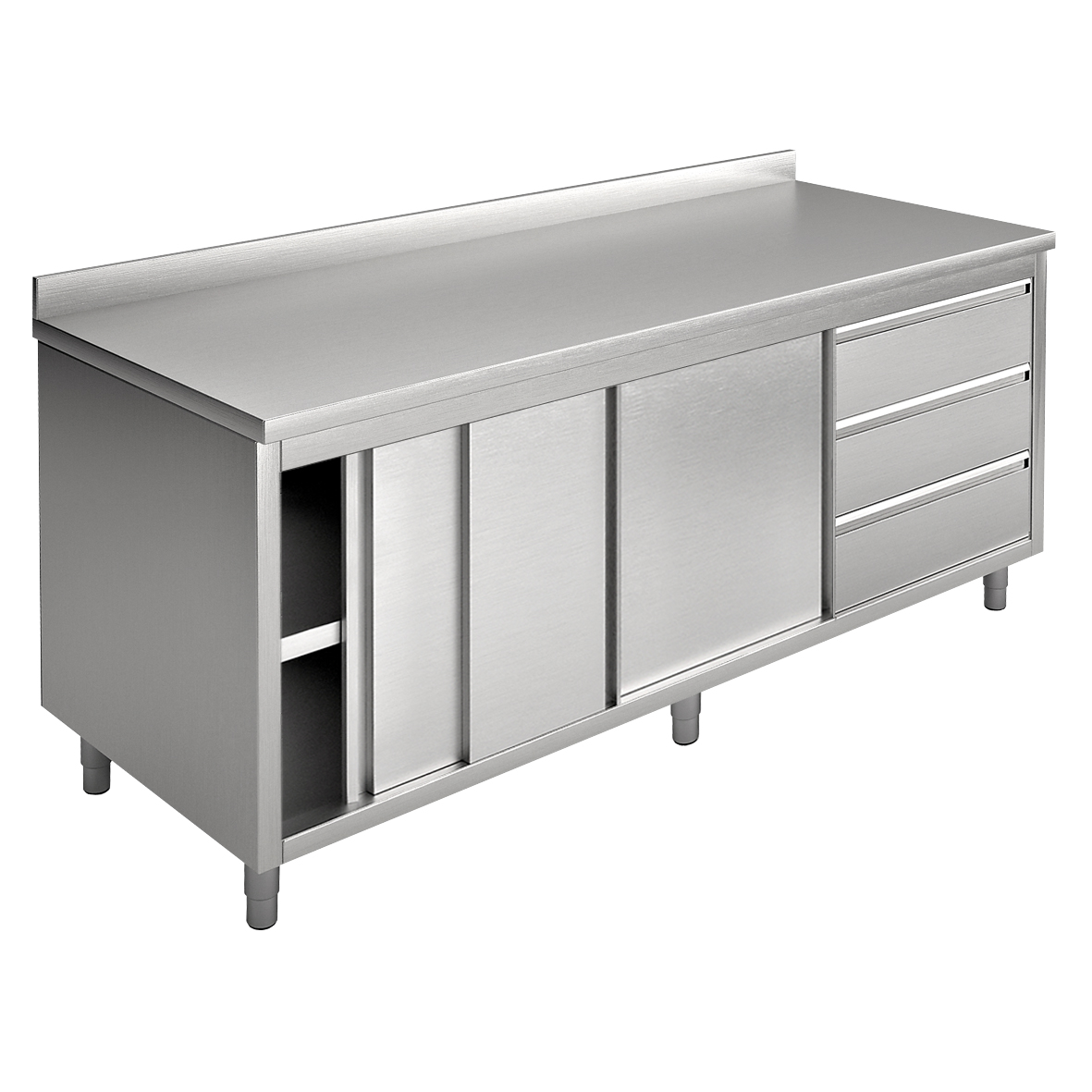 CUPBOARD WITH SLIDING DOORS AND DRAWERS, REAR SPLA