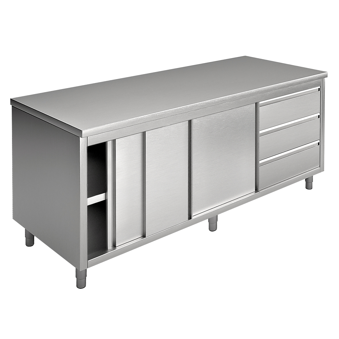 CUPBOARD WITH SLIDING DOORS AND DRAWERS, DOUBLE SI