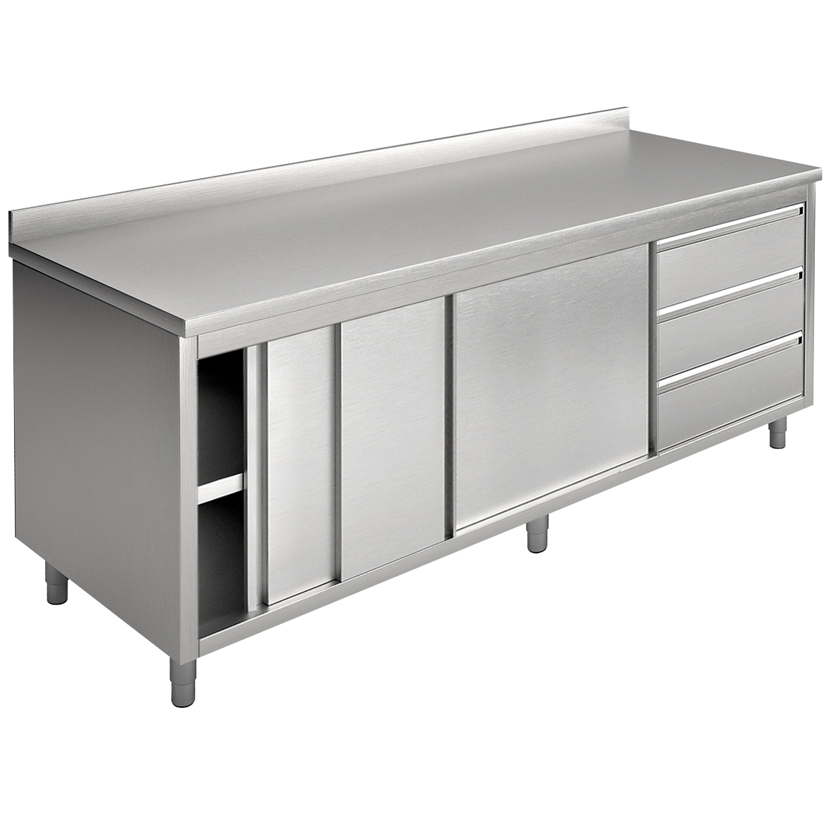 ARMARIO CON PUERTAS CORREDERAS Y CAJONES, ENCIMERA