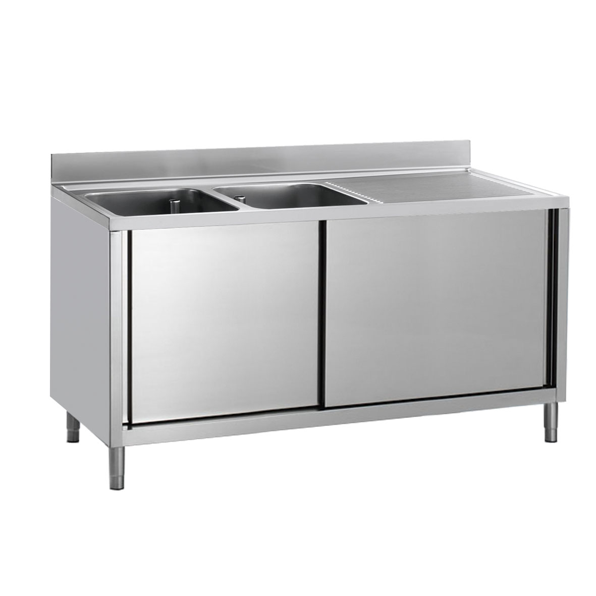 2 bowl sales sink with drainer