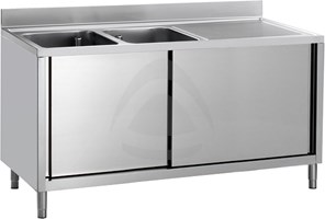 CABINET SINK 2 BOWLS CM 50X50X30H RIGHT DRAINER