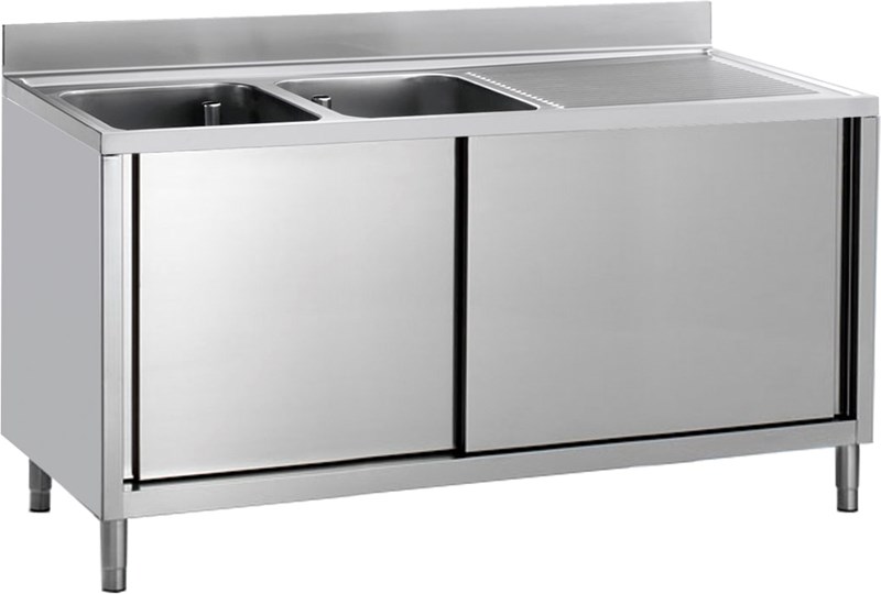 CABINET SINK 2 BOWLS CM 60X50X30H RIGHT DRAINER