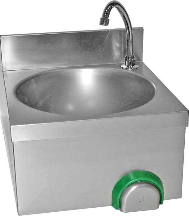 WALL MOUNTED HAND WASH BASIN, KNEE LEVEL OPERATED