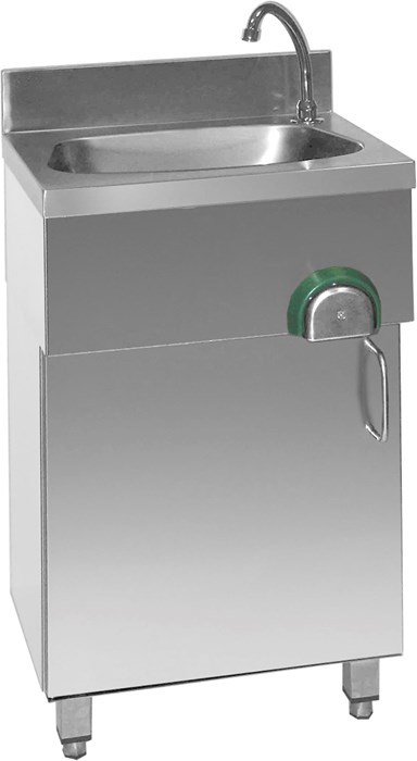 HAND WASH BASIN ON CABINET, KNEE OPERATED