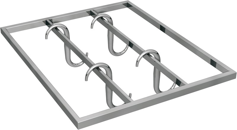 Stainless steel meat hanging shelf gn 2-1 with 4 hooks - gc80x