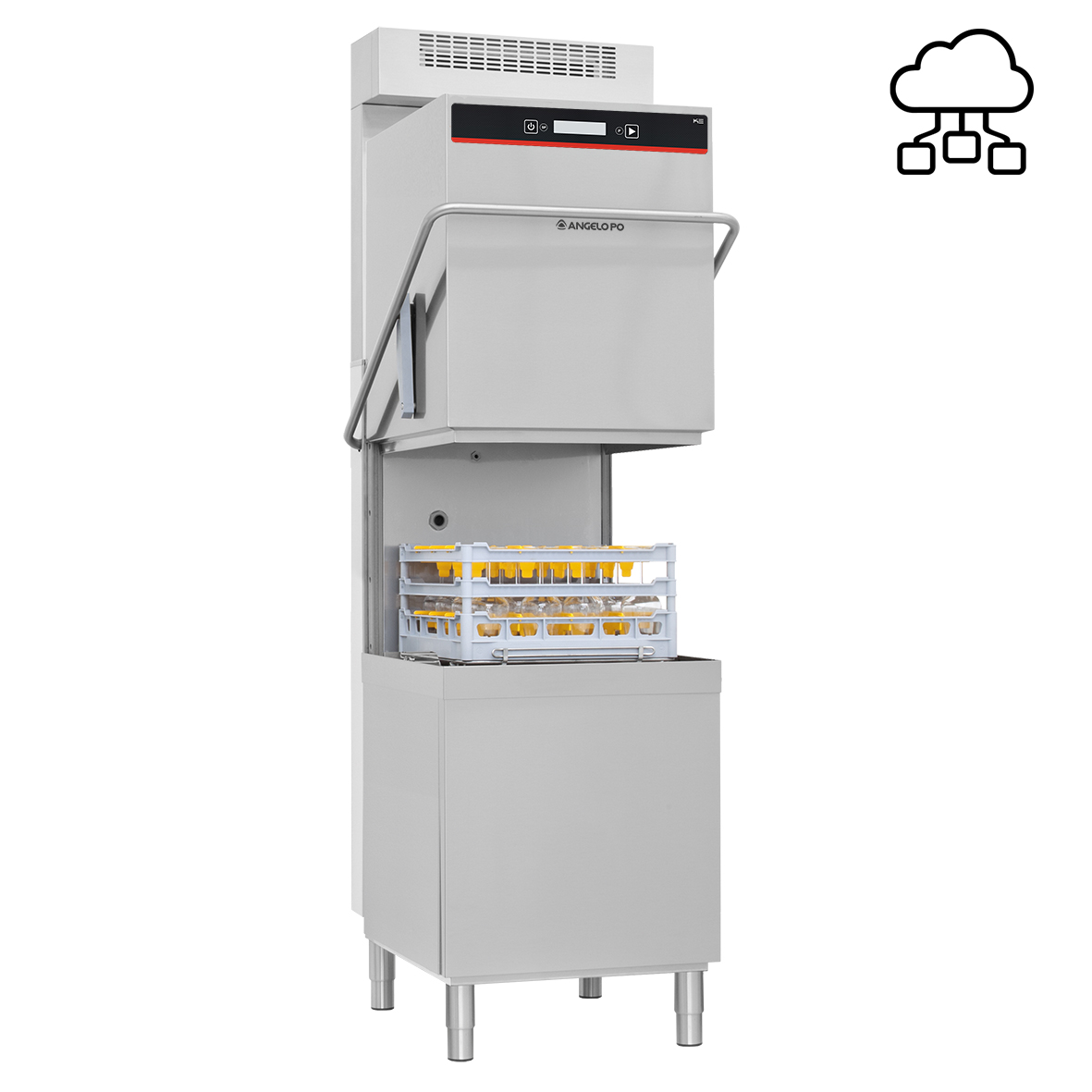 LAVAVAJILLAS A CAPOTA 65 CESTOS/H 50x50 CM CON RECUPERADOR DE CALOR Y DESCALCIFICADOR