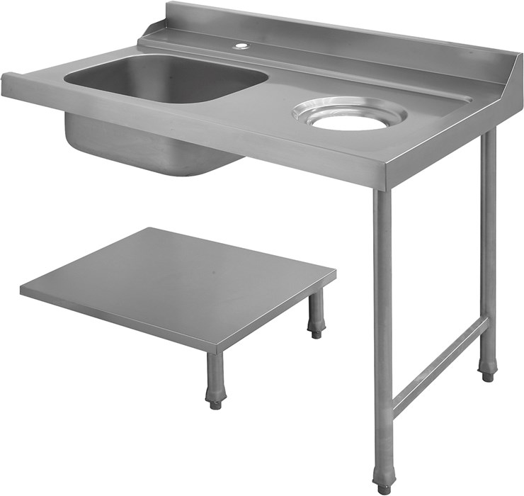 RIGHT PRE-WASH LATERAL TABLE WITH SINK AND HOLE