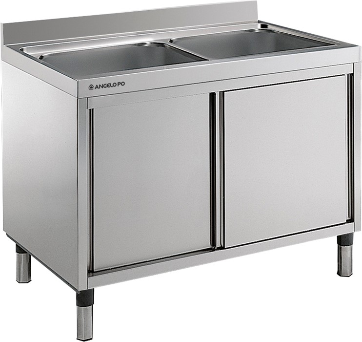 BJTDLLX Lavello da cucina in acciaio inox con mobiletto, doppio lavello deluxe, 120 x 45 x 80 cm, autoportante, commerciale con unità di scarico e BJTDLLX Lavello da cucina in acciaio inox con mobiletto, doppio lavello deluxe, 120 x 45 x 80 cm, autoportante, commerciale con unità di scarico e
